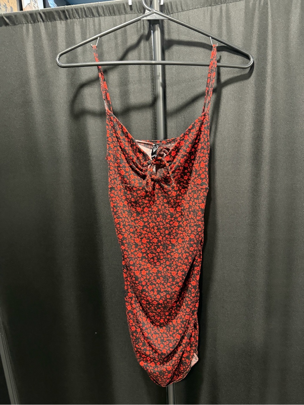 Floral Tie-Front Red & Black Cami Top
